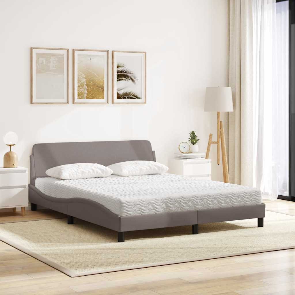 Lit avec matelas Dover taupe 160x200 cm tissu - XIOS