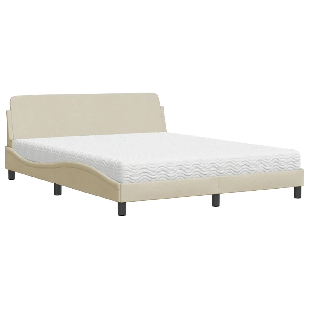 Lit avec matelas Dover crème 160x200 cm tissu - XIOS