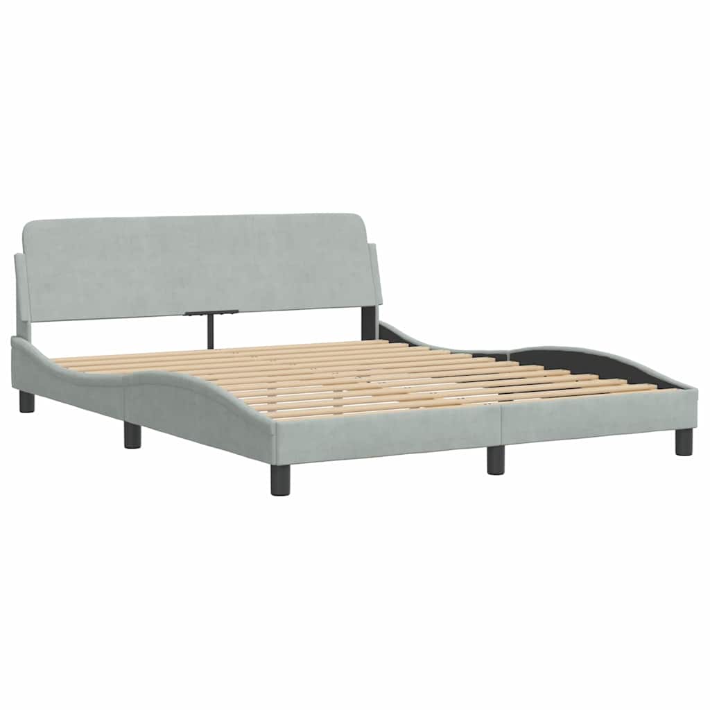 Lit avec matelas Dover gris clair 160x200 cm velours