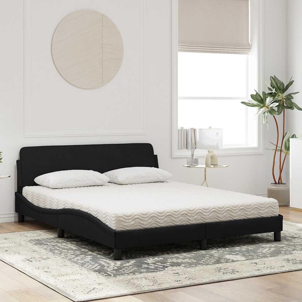 Lit avec matelas Dover noir 160x200 cm velours