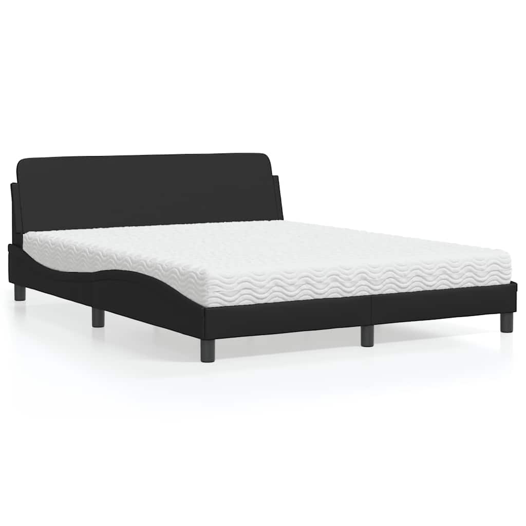 Lit avec matelas Dover noir 160x200 cm similicuir - XIOS