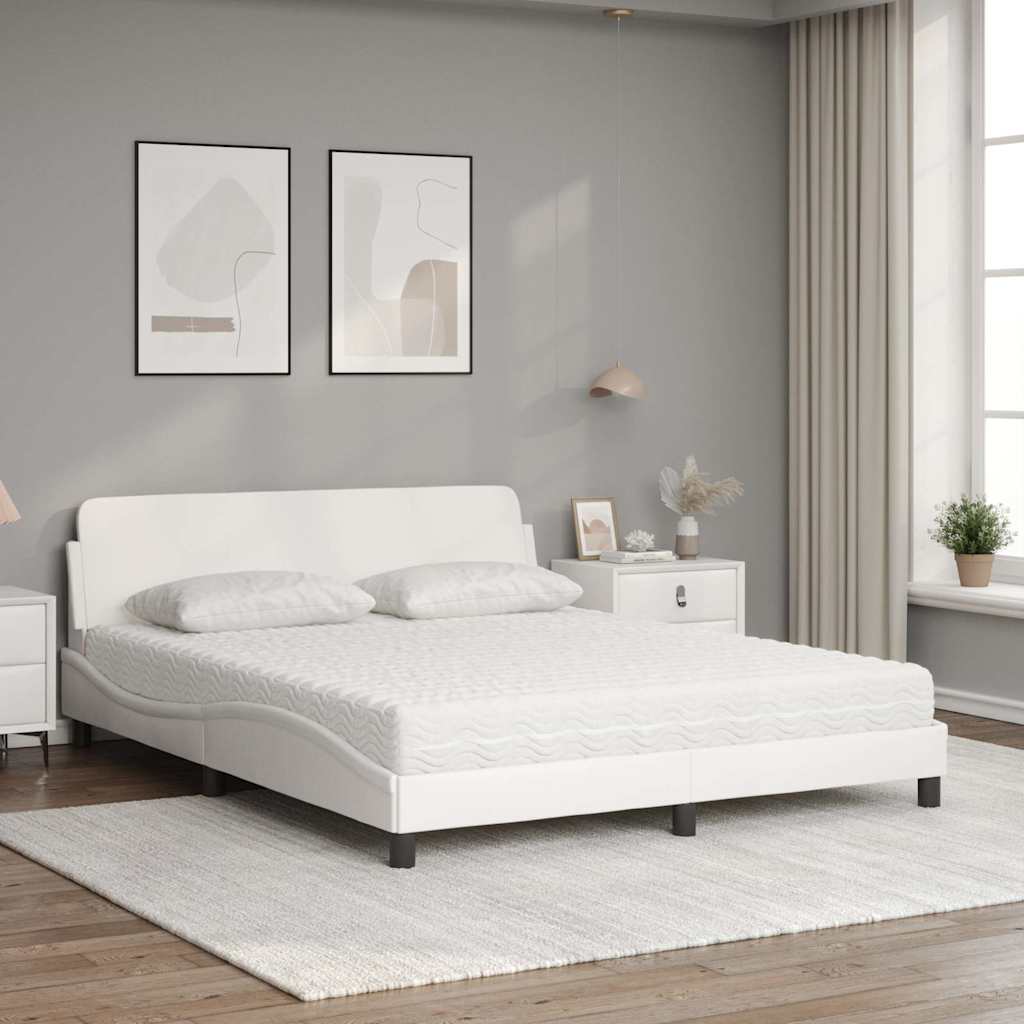 Lit avec matelas Dover blanc 160x200 cm similicuir - XIOS
