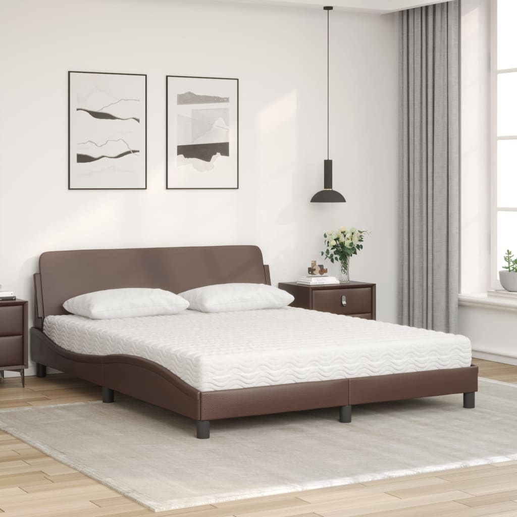 Lit avec matelas marron 160x200 cm similicuir - XIOS