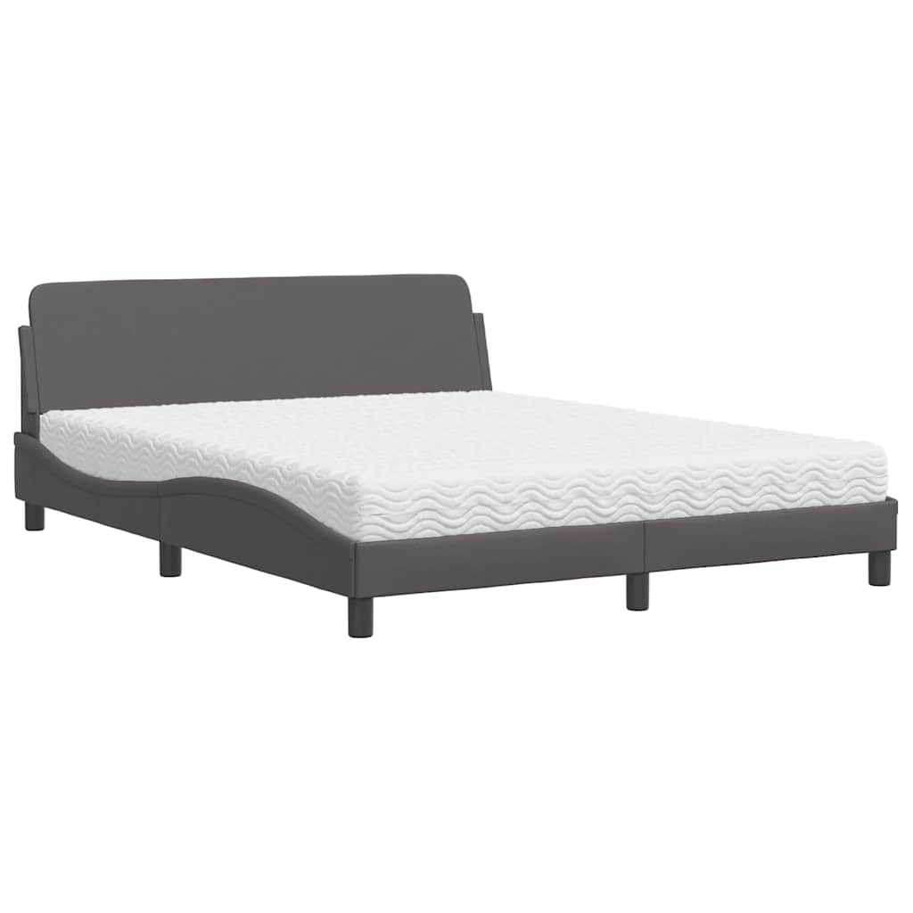 Lit avec matelas Dover gris 160x200 cm similicuir - XIOS