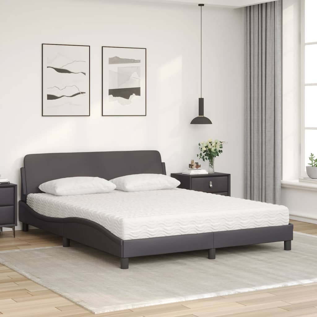 Lit avec matelas Dover gris 160x200 cm similicuir - XIOS