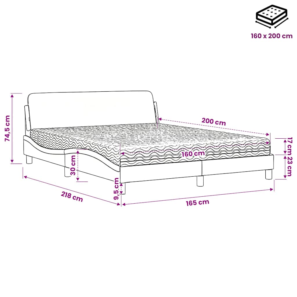 Lit avec matelas Dover cappuccino 160x200 cm similicuir - XIOS