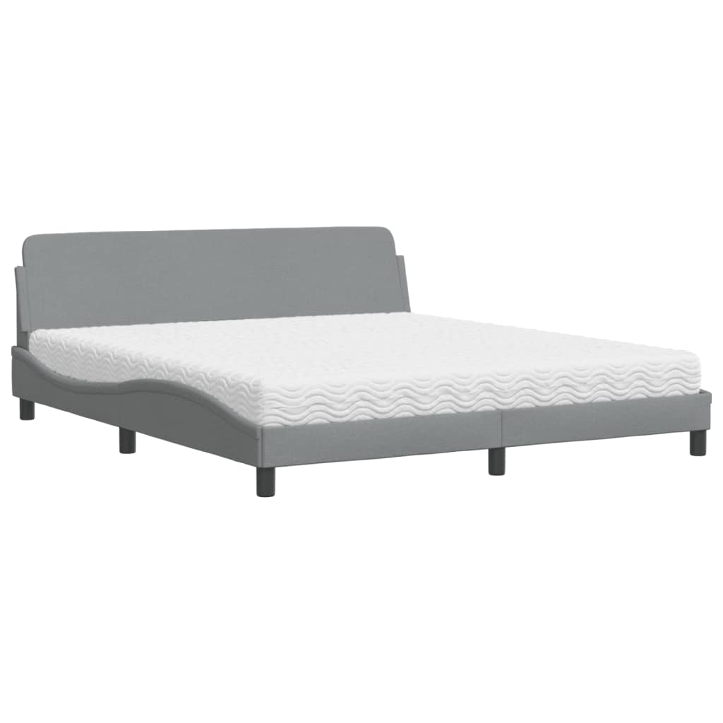 Lit avec matelas Dover gris clair 180x200 cm tissu