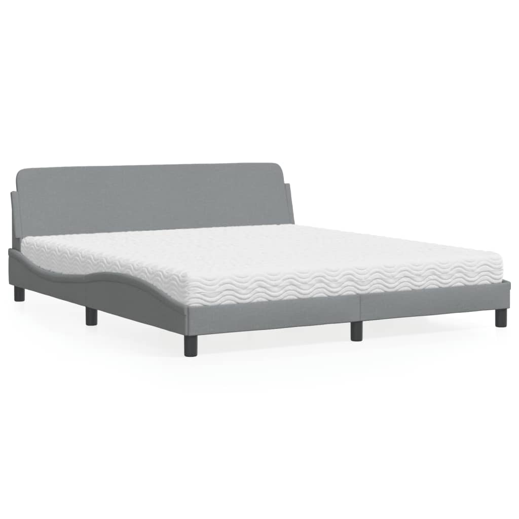 Lit avec matelas Dover gris clair 180x200 cm tissu - XIOS
