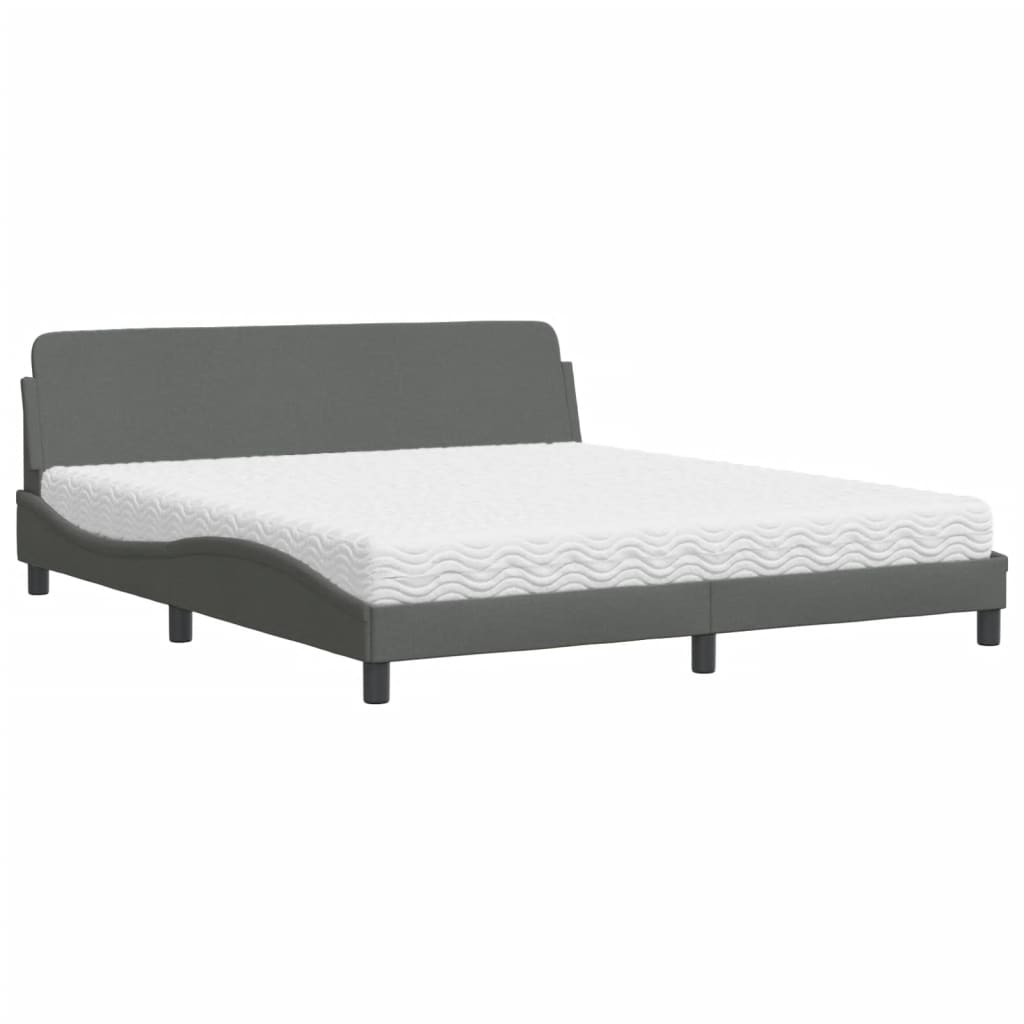 Lit avec matelas Dover gris foncé 180x200 cm tissu - XIOS