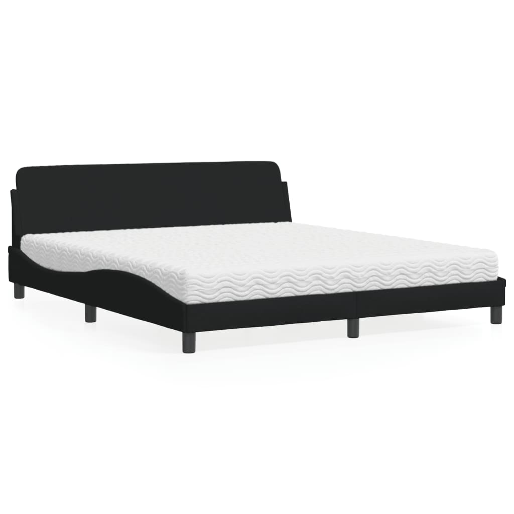 Lit avec matelas Dover noir 180x200 cm tissu