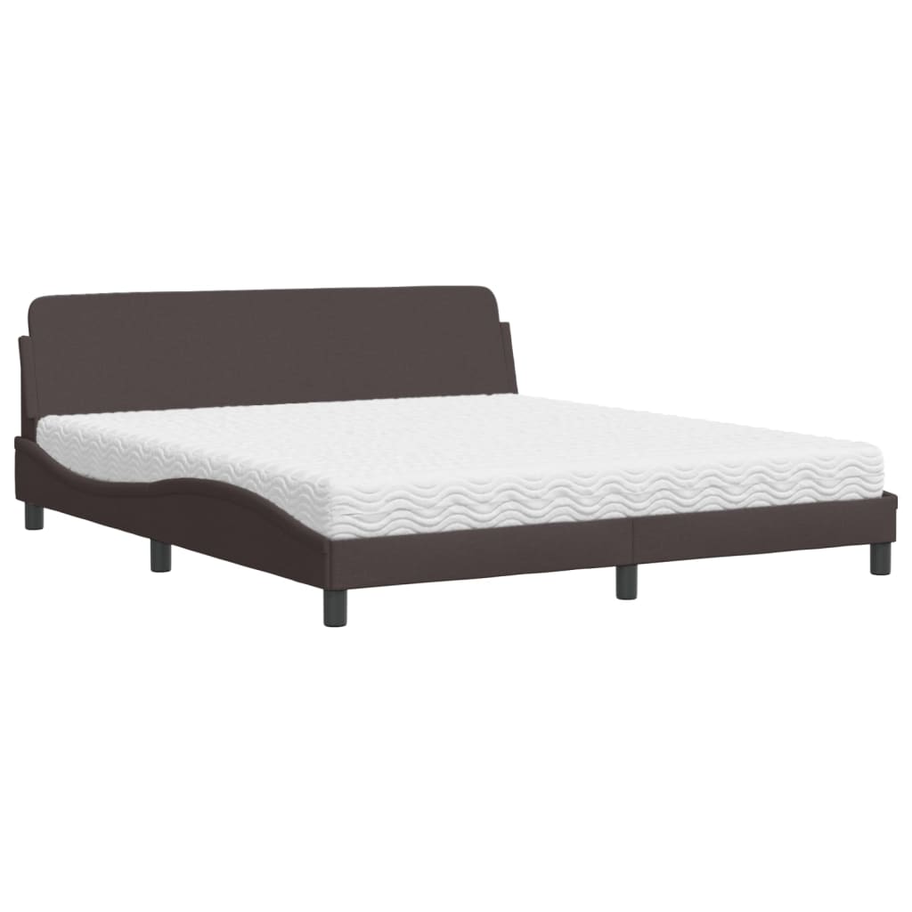 Lit avec matelas Dover marron foncé 180x200 cm tissu - XIOS