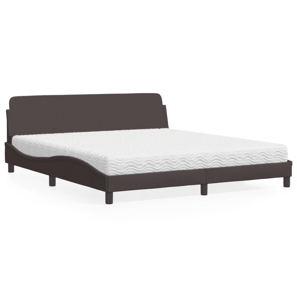 Lit avec matelas Dover marron foncé 180x200 cm tissu