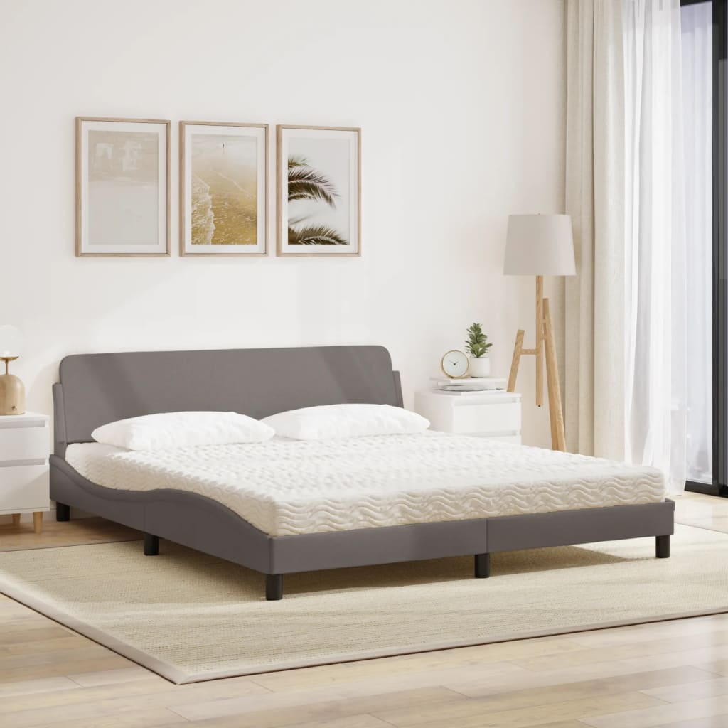 Lit avec matelas Dover taupe 180x200 cm tissu - XIOS