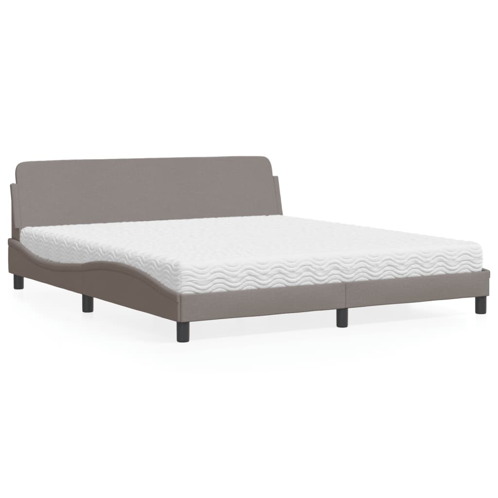 Lit avec matelas Dover taupe 180x200 cm tissu - XIOS