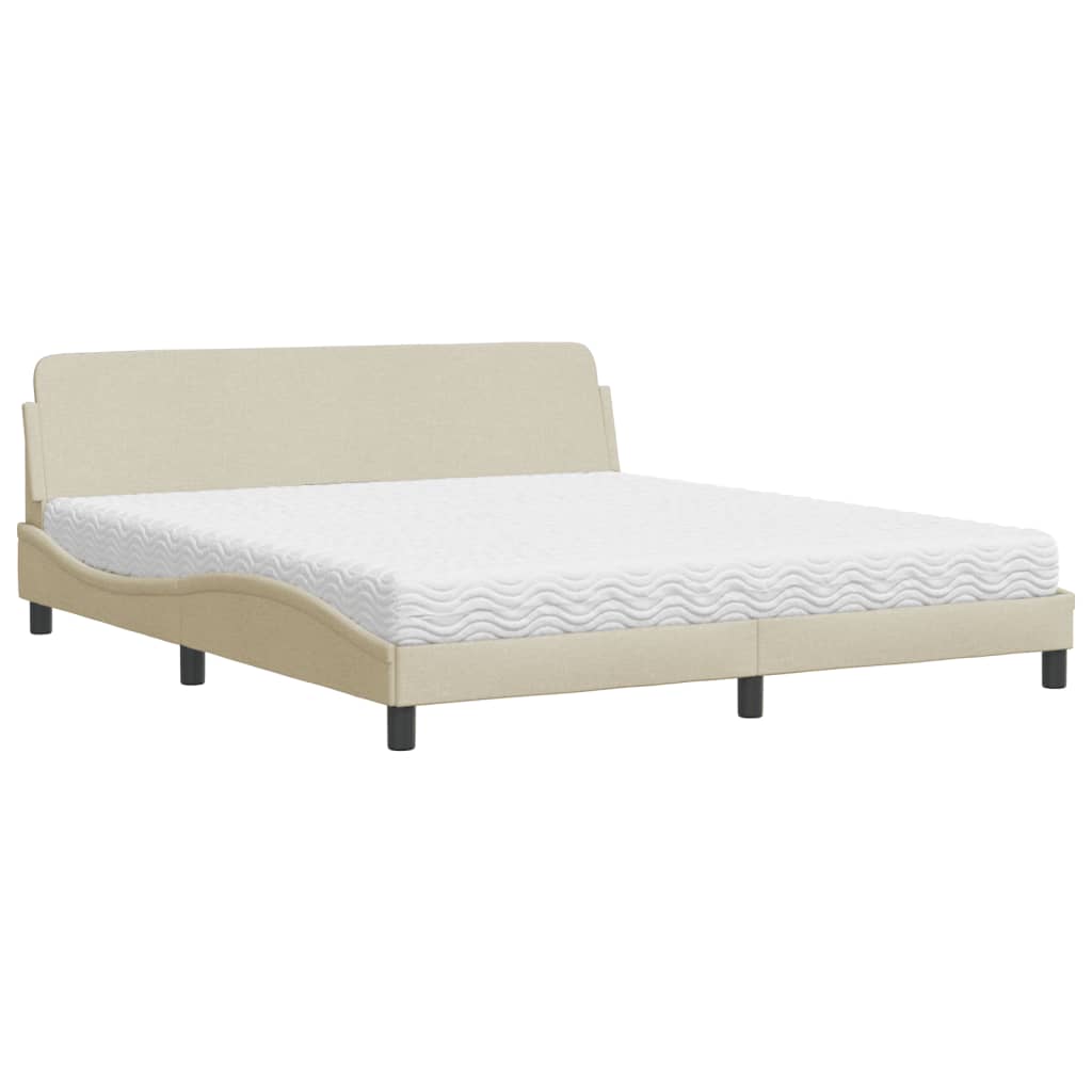 Lit avec matelas Dover crème 180x200 cm tissu - XIOS