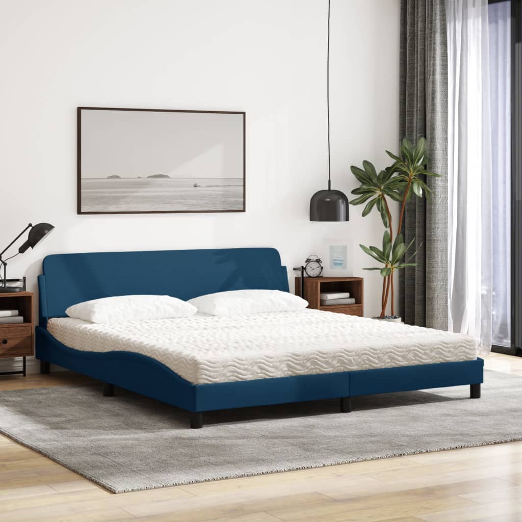 Lit avec matelas Dover bleu 180x200 cm tissu - XIOS