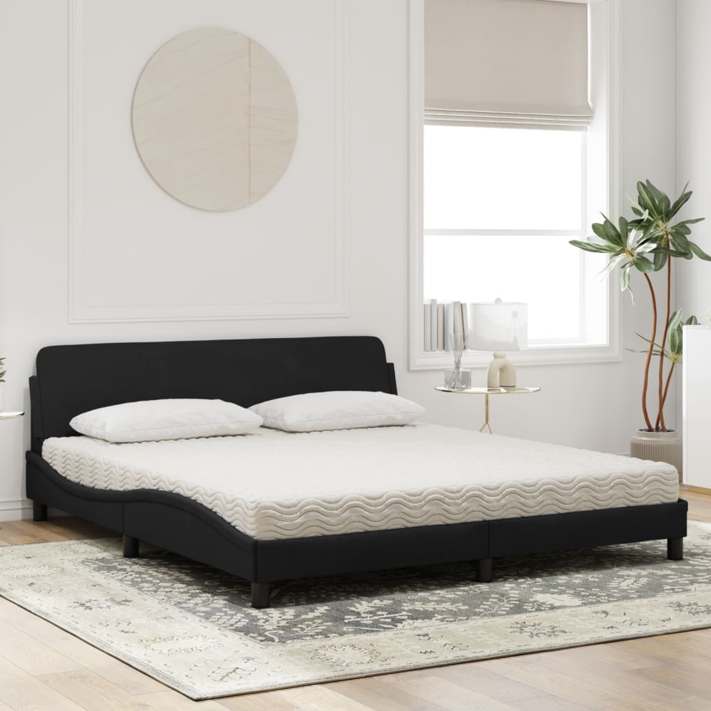 Lit avec matelas Dover noir 180x200 cm velours - XIOS