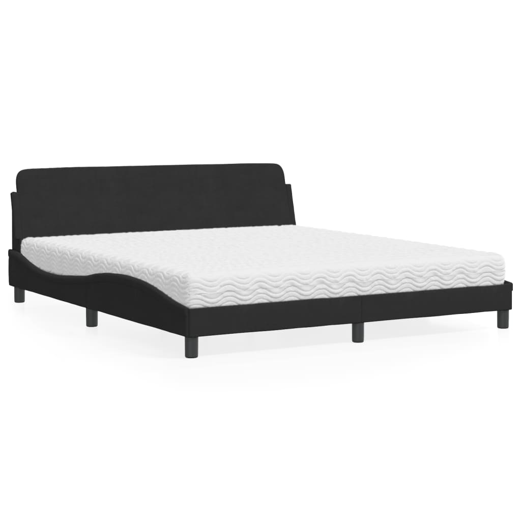 Lit avec matelas Dover noir 180x200 cm velours - XIOS