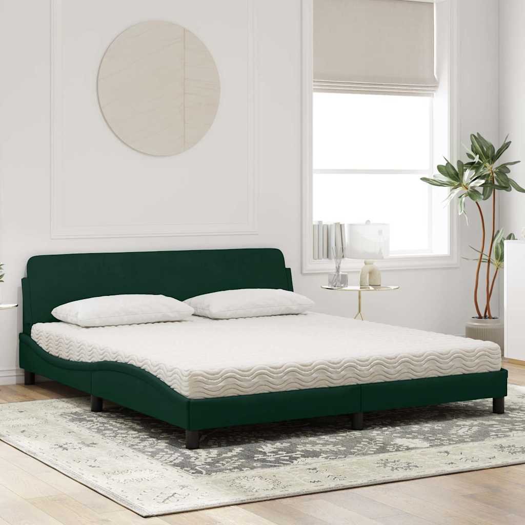 Lit avec matelas Dover vert foncé 180x200 cm velours - XIOS