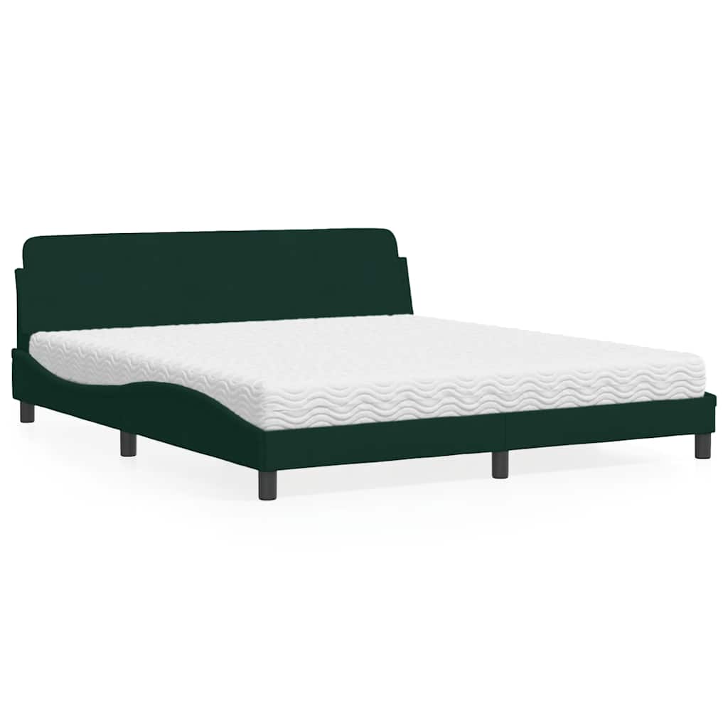 Lit avec matelas Dover vert foncé 180x200 cm velours - XIOS