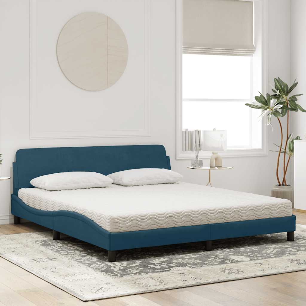 Lit avec matelas Dover bleu 180x200 cm velours