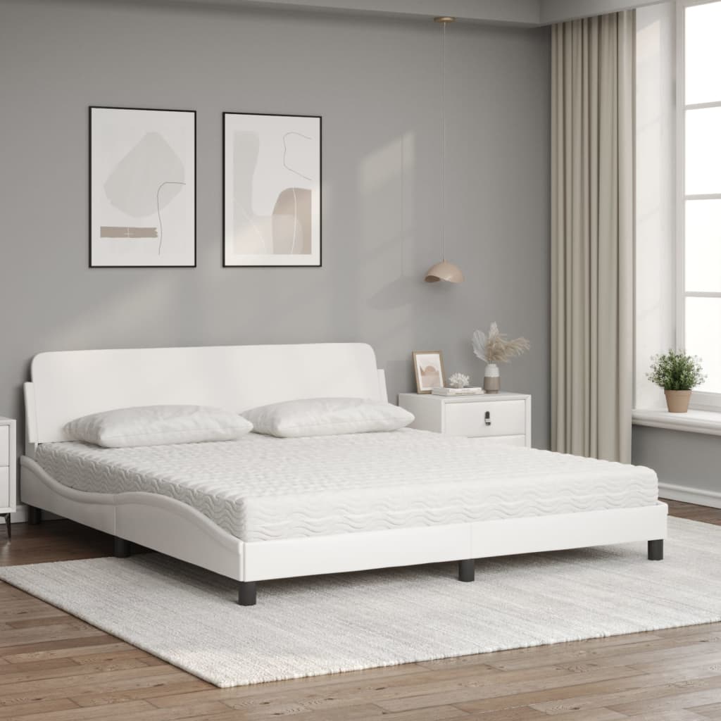 Lit avec matelas Dover blanc 180x200 cm similicuir - XIOS