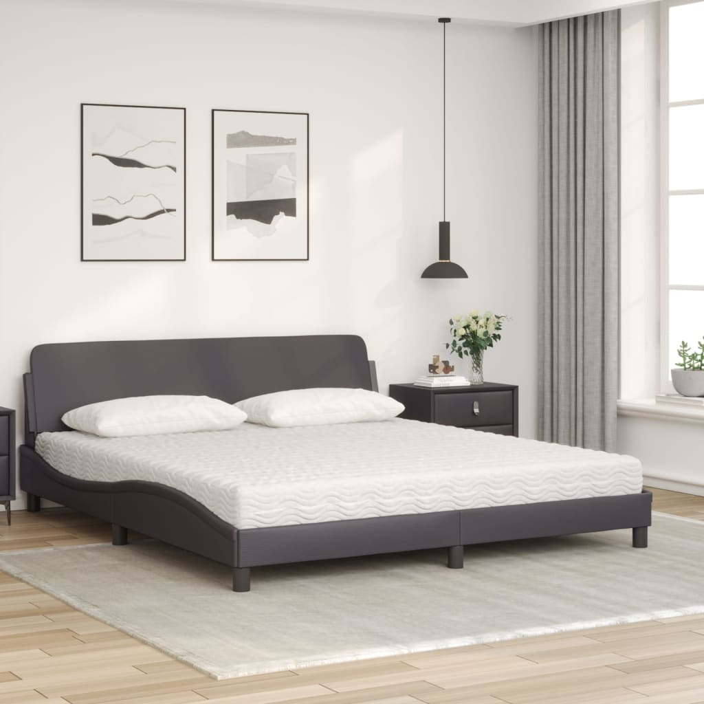 Lit avec matelas Dover gris 180x200 cm similicuir - XIOS