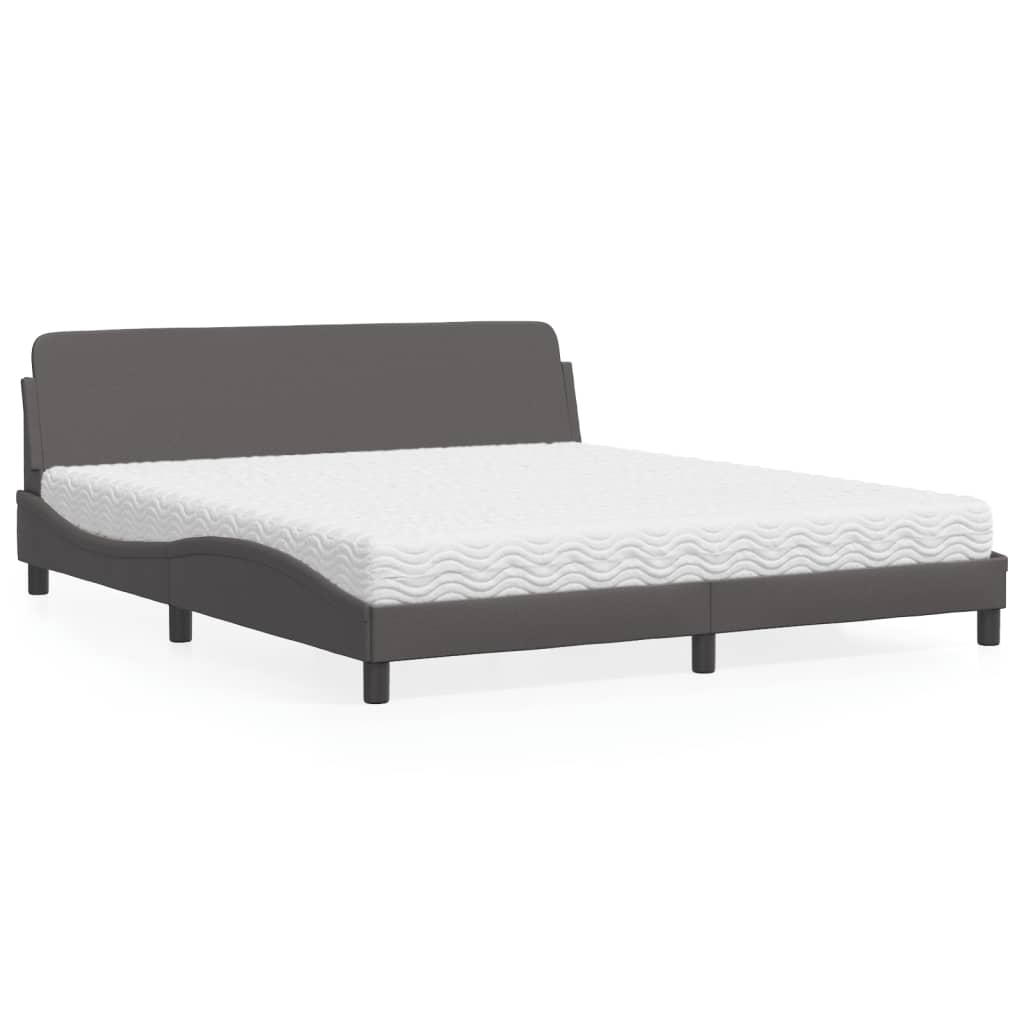 Lit avec matelas Dover gris 180x200 cm similicuir - XIOS