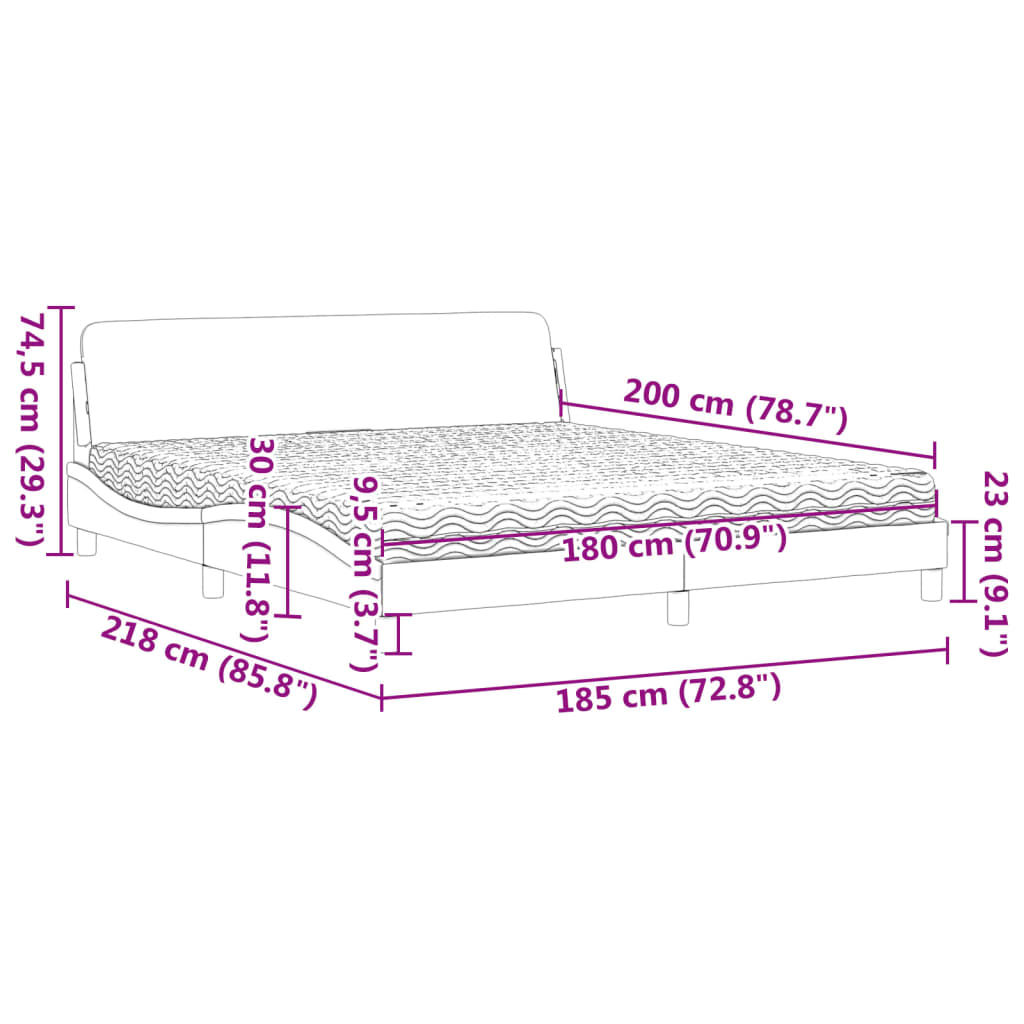 Lit avec matelas Dover cappuccino 180x200 cm similicuir - XIOS