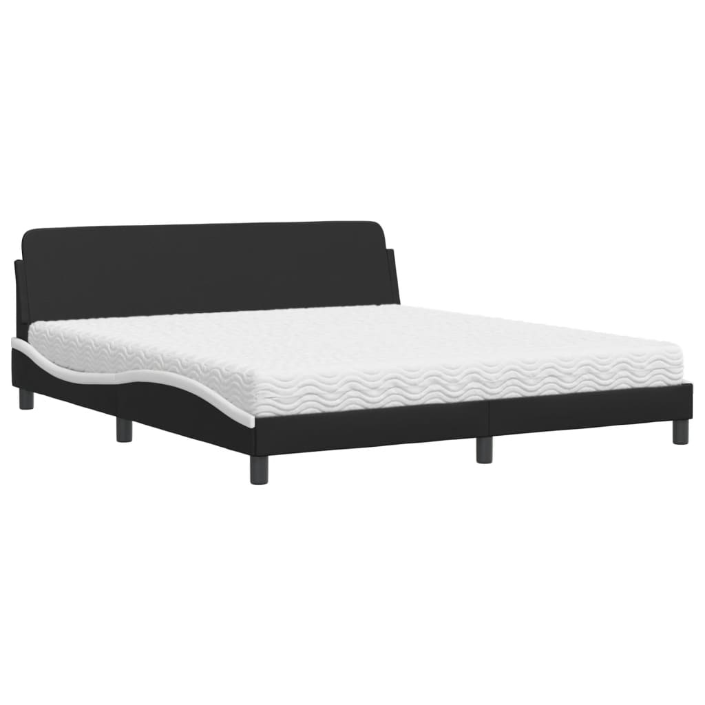 Lit avec matelas Dover noir et blanc 180x200 cm similicuir - XIOS