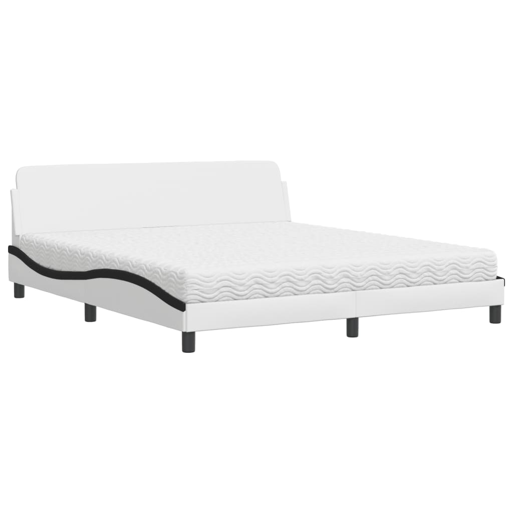 Lit avec matelas Dover blanc et noir 180x200 cm similicuir - XIOS