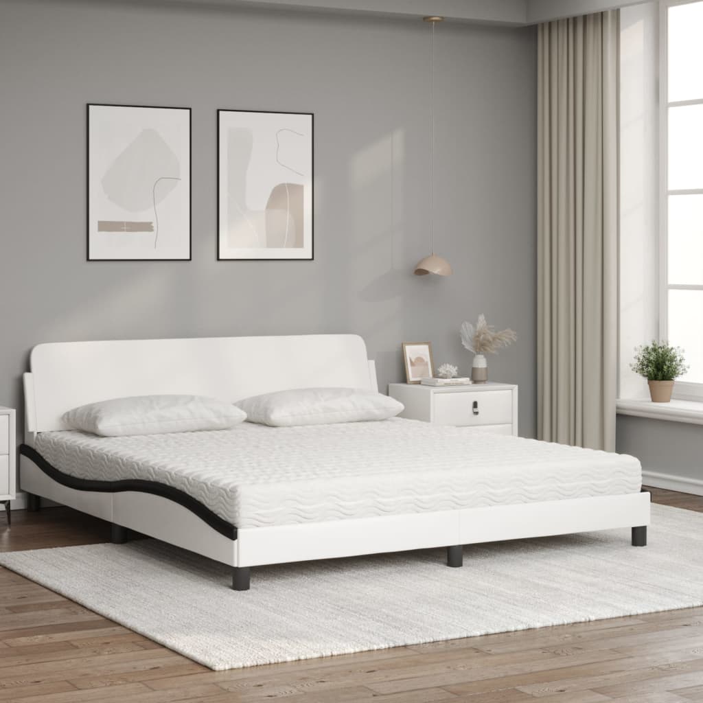 Lit avec matelas Dover blanc et noir 180x200 cm similicuir - XIOS
