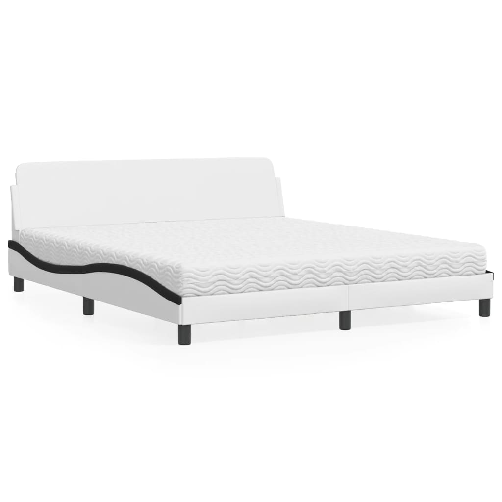 Lit avec matelas Dover blanc et noir 180x200 cm similicuir - XIOS