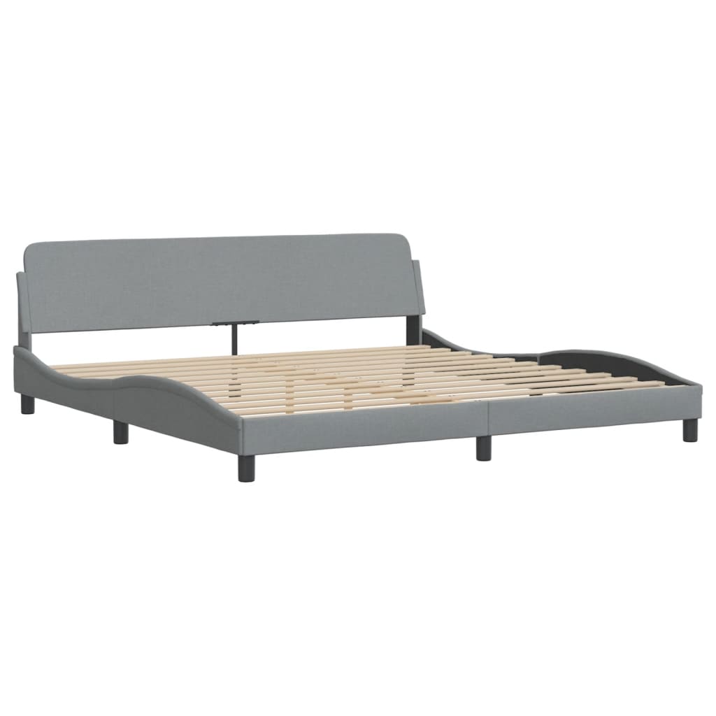 Lit avec matelas Dover gris clair 200x200 cm tissu - XIOS