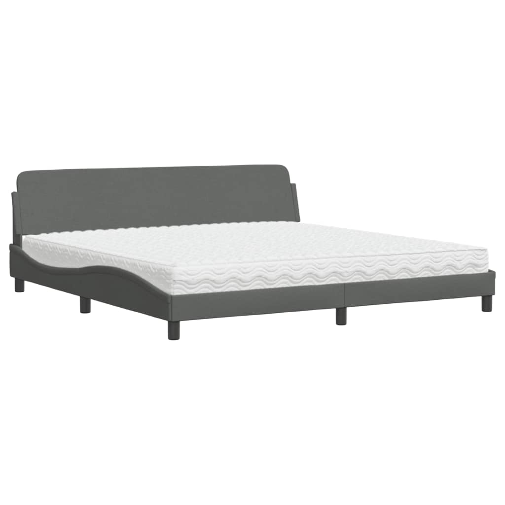 Lit avec matelas Dover gris foncé 200x200 cm tissu - XIOS