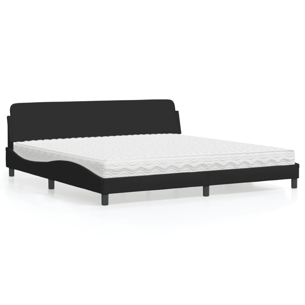 Lit avec matelas Dover noir 200x200 cm tissu - XIOS