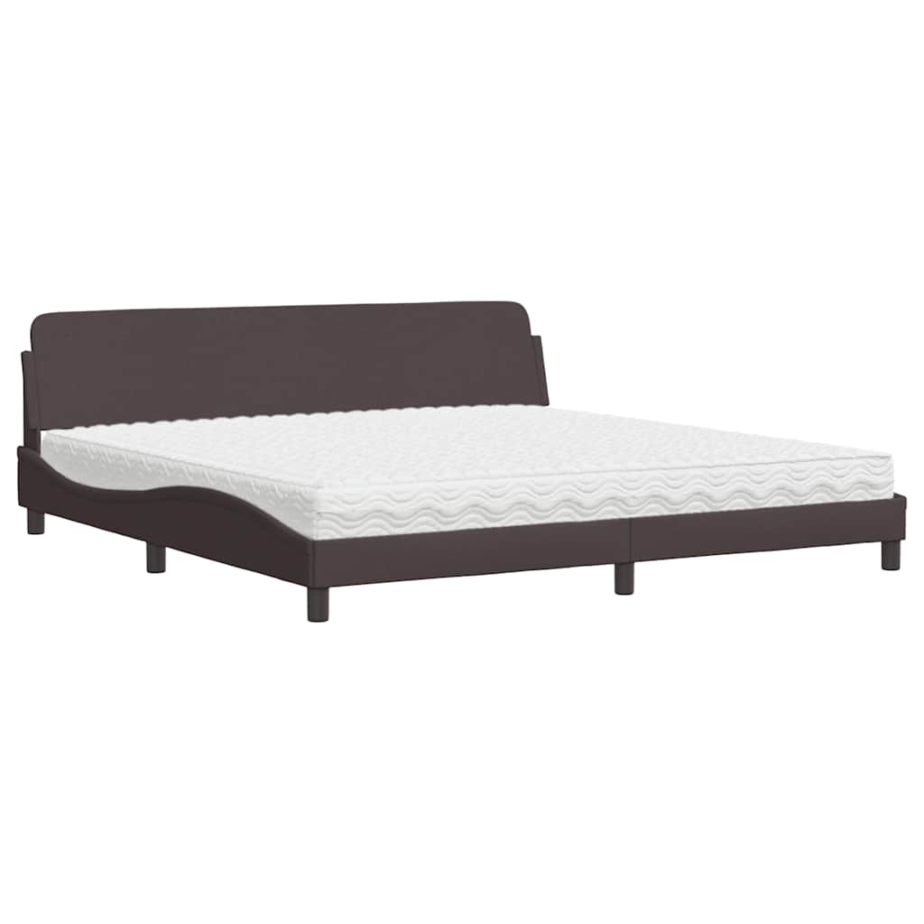 Lit avec matelas Dover marron foncé 200x200 cm tissu