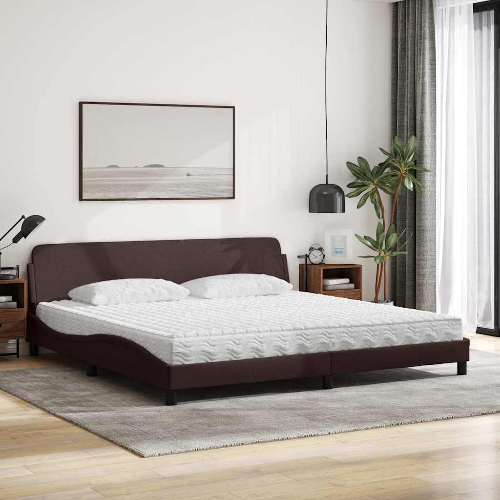 Lit avec matelas Dover marron foncé 200x200 cm tissu