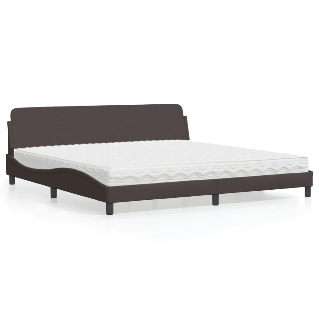 Lit avec matelas Dover marron foncé 200x200 cm tissu - XIOS