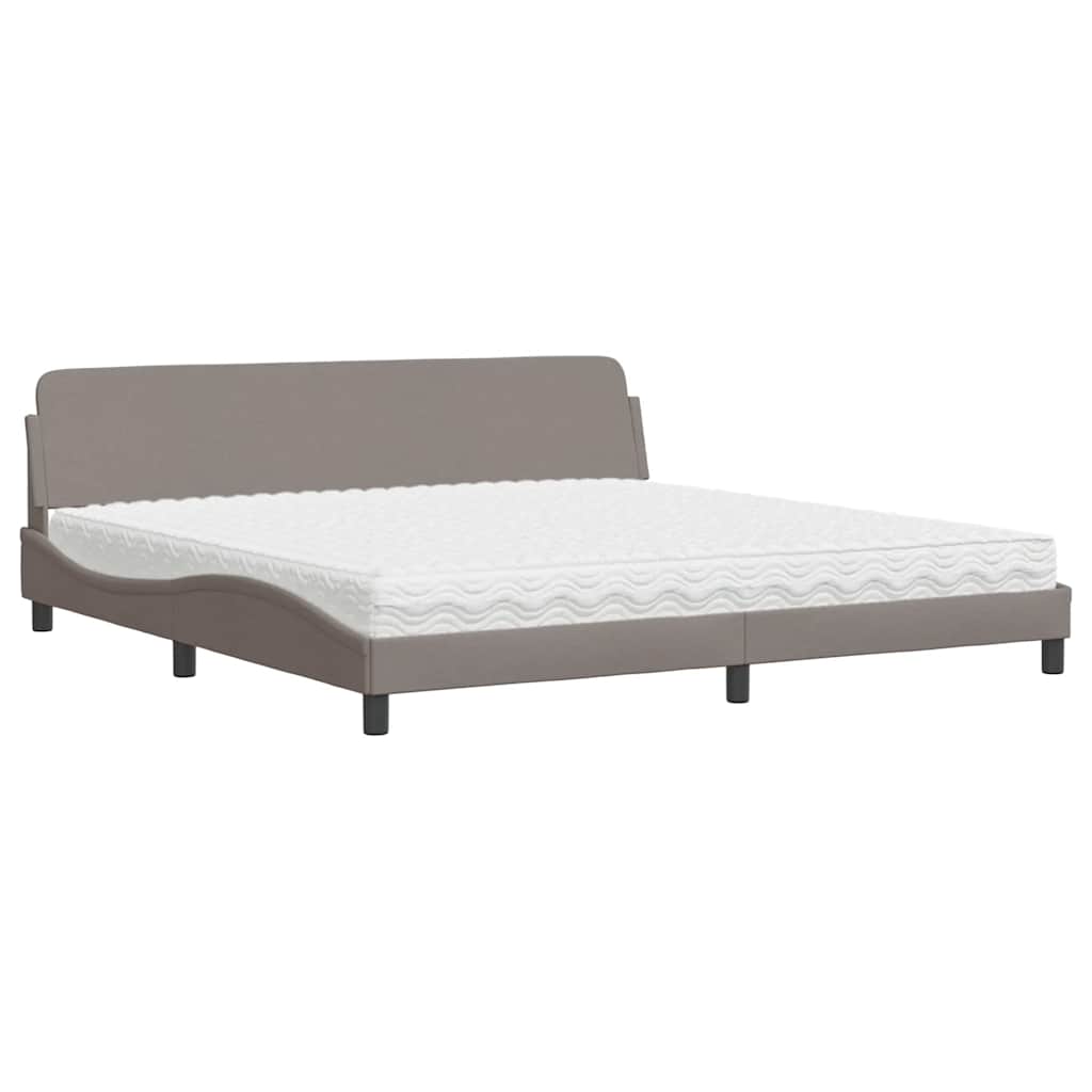 Lit avec matelas Dover taupe 200x200 cm tissu