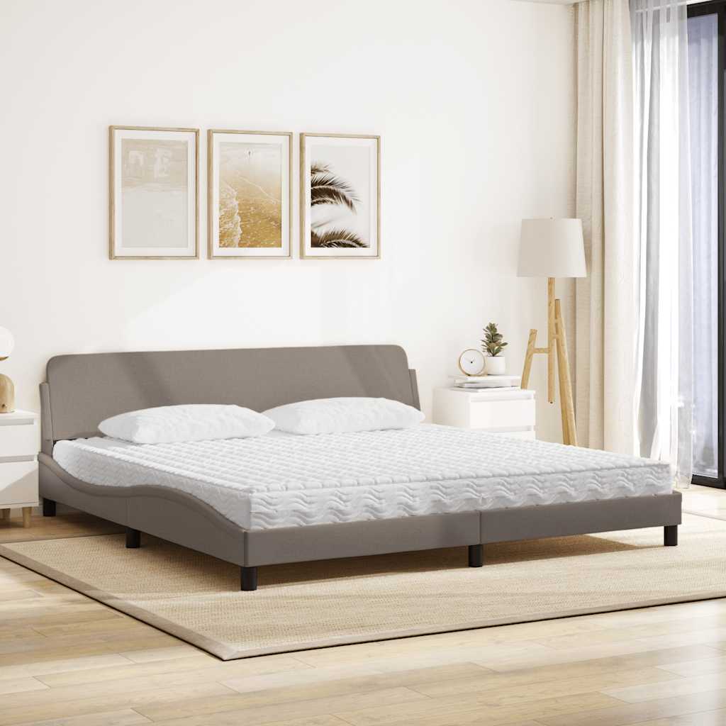 Lit avec matelas Dover taupe 200x200 cm tissu
