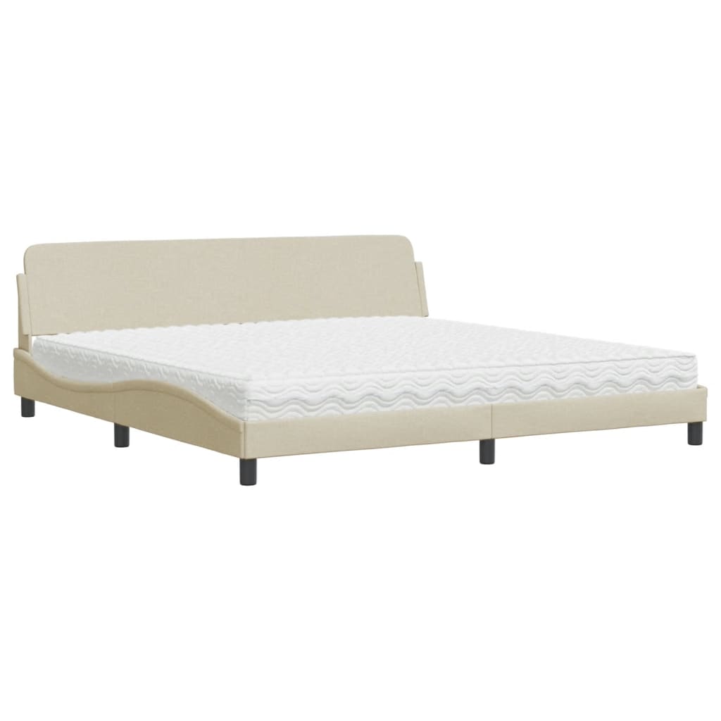 Lit avec matelas Dover crème 200x200 cm tissu - XIOS