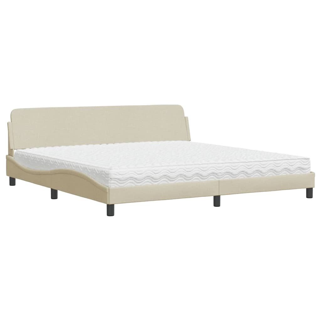 Lit avec matelas Dover crème 200x200 cm tissu