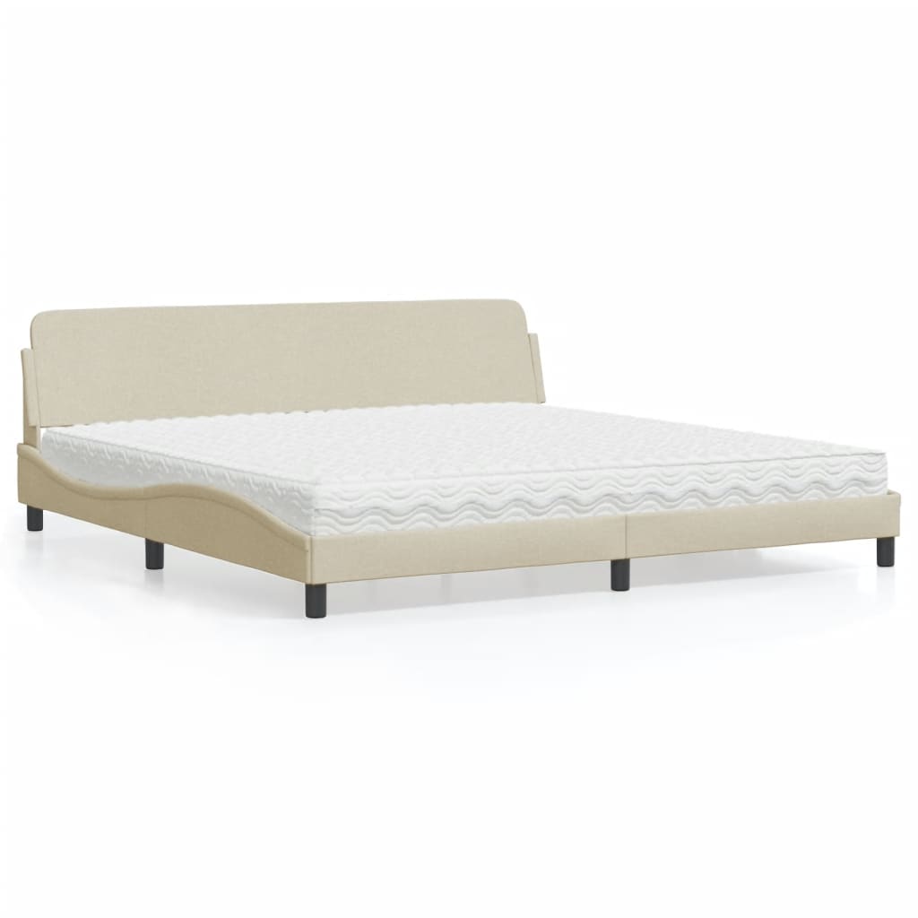 Lit avec matelas Dover crème 200x200 cm tissu - XIOS