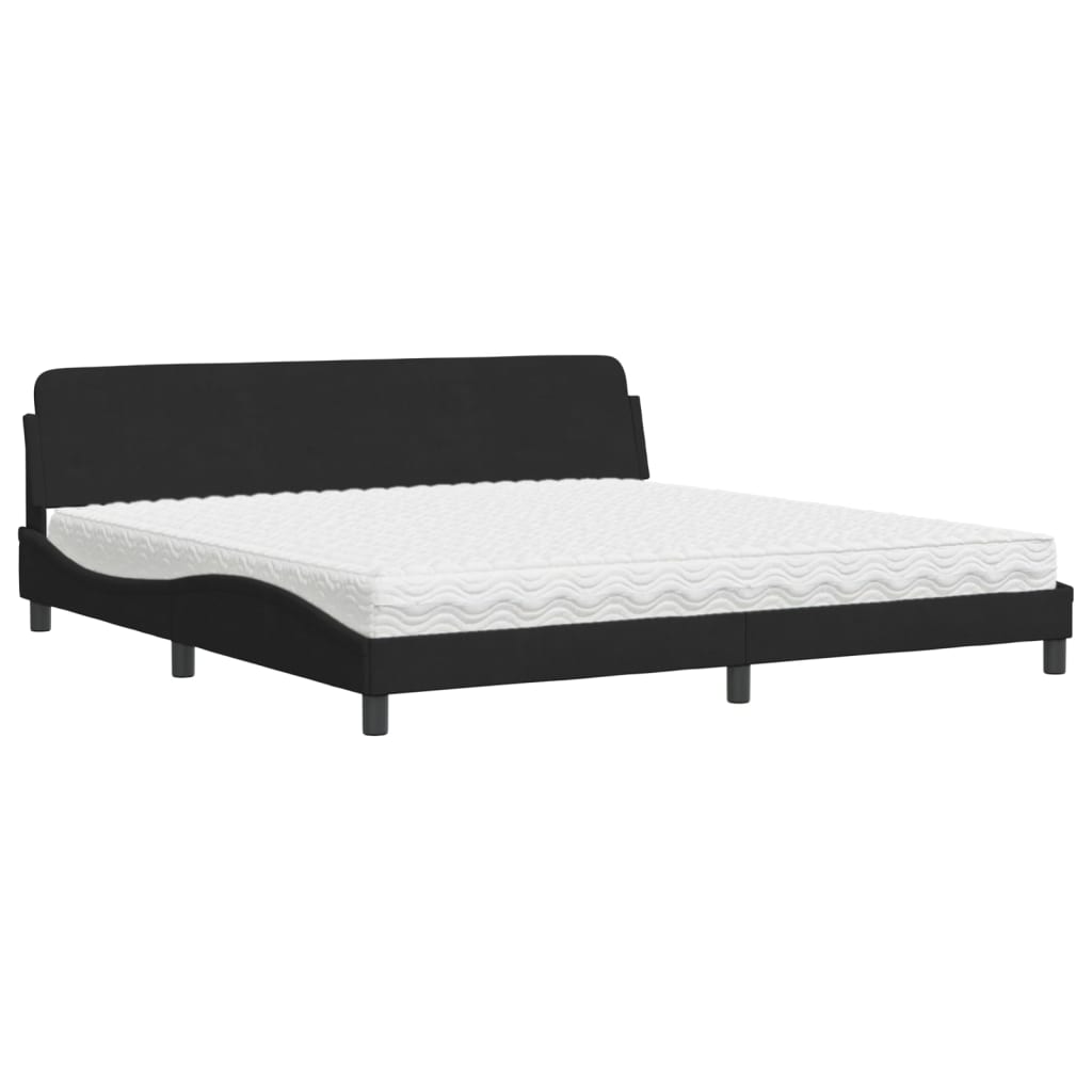 Lit avec matelas Dover noir 200x200 cm velours - XIOS