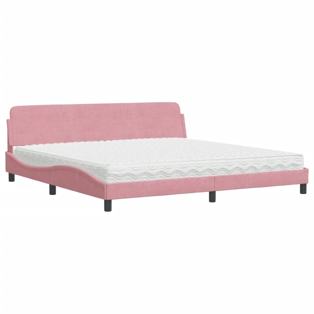 Lit avec matelas Dover rose 200x200 cm velours - XIOS