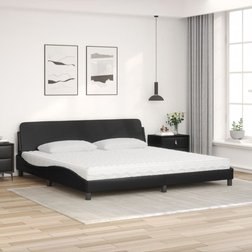 Lit avec matelas Dover noir 200x200 cm similicuir - XIOS