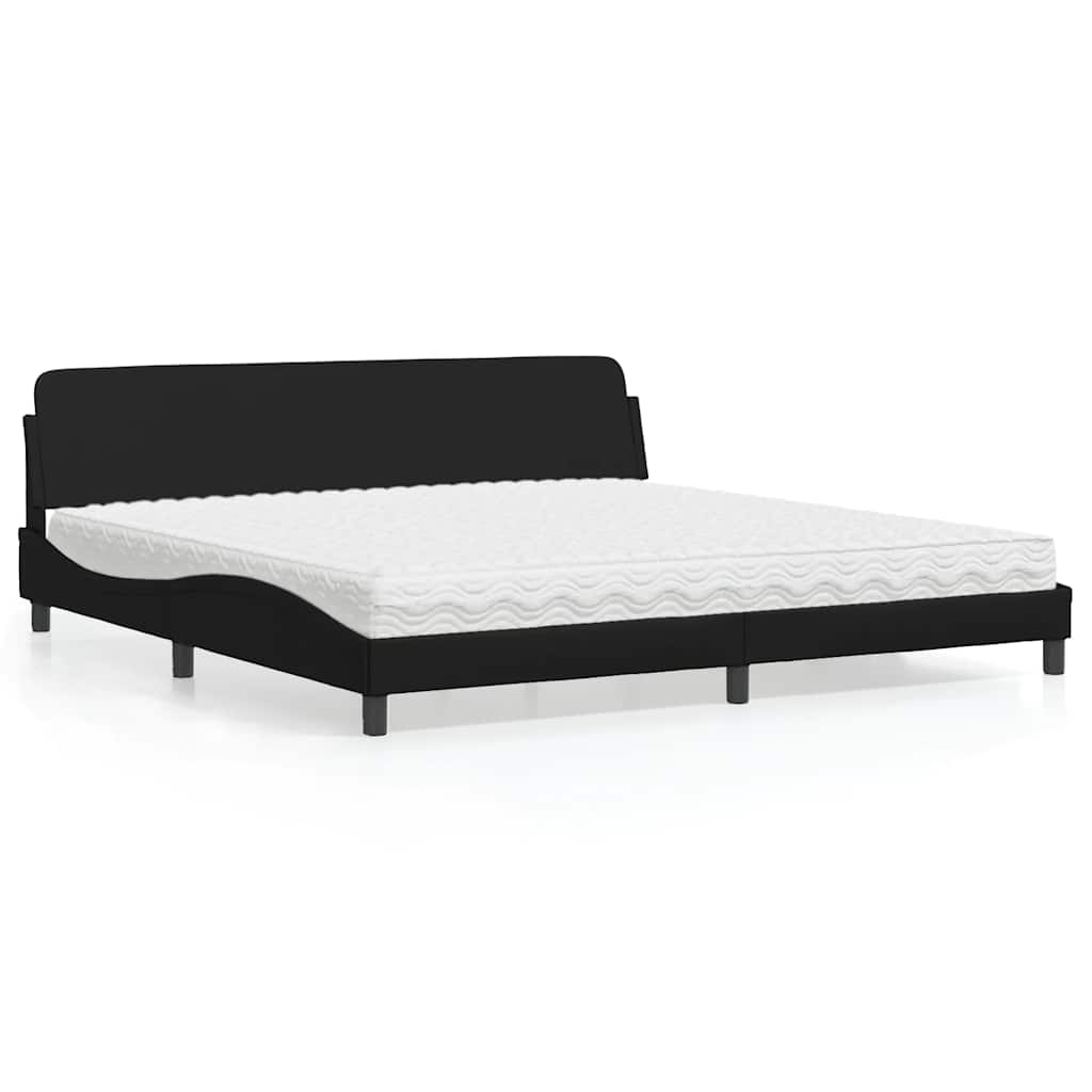 Lit avec matelas Dover noir 200x200 cm similicuir