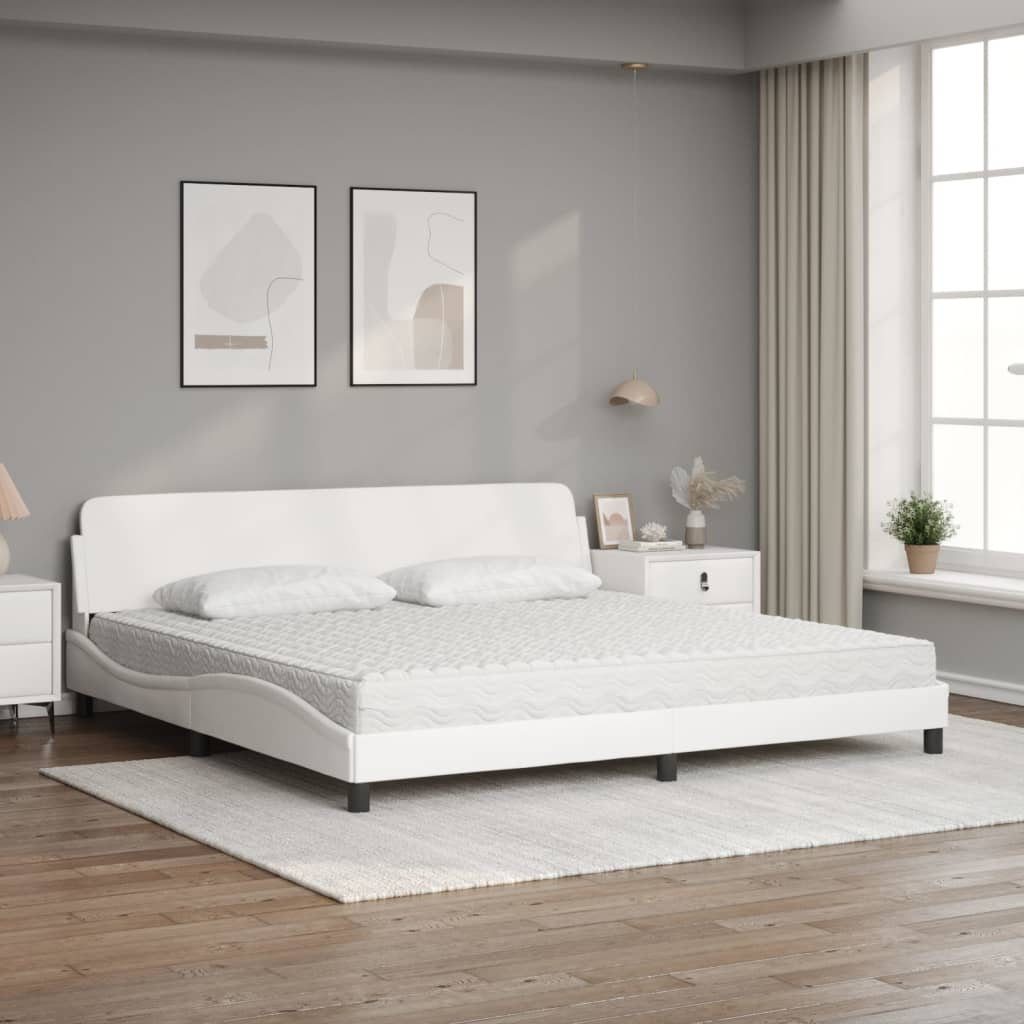 Lit avec matelas Dover blanc 200x200 cm similicuir