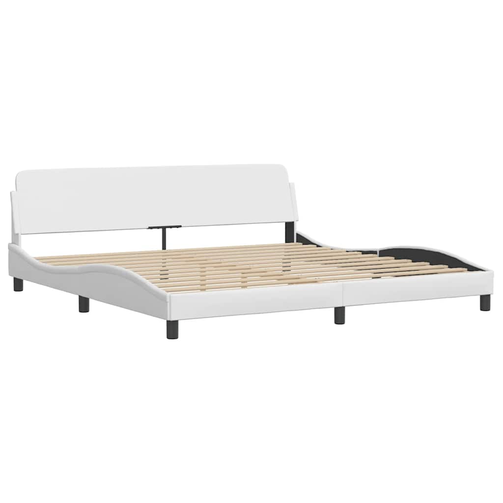 Lit avec matelas Dover blanc 200x200 cm similicuir
